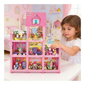 Ensemble de maison de poupée interactive pour enfants - Jouets de cuisine et d'alimentation en plastique - Jouet de maison de jeu d'imagination - Product Image 5