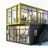 Verrière modulaire moderne en verre avec balcon et terrasse, murs vitrés pour café, restaurant, jardin, salle à manger