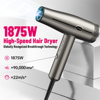Sèche-cheveux professionnel FirePhoenix M3, vente en gros OEM, moteur sans balais ionique 1875W, 395g, faible bruit, 9 modes, prise ALCI 125V US