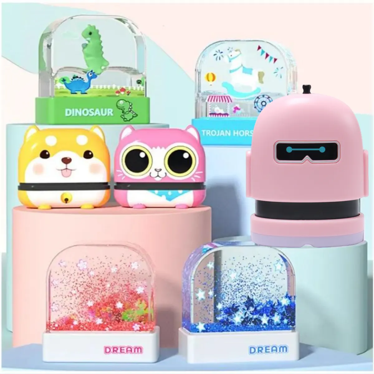 Water World Flash Stamp Animal Kids Tamps Cartoon Cute Name Clothes Signature Toy Name Stamp for Clothing Kids