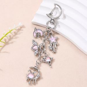 Pretty Y2K <span class=keywords><strong>Moon</strong></span> Star Heart esmalte llavero lindo amor rosa azul colores llavero para mujeres niñas decoración de llaves joyería hecha a mano - Product Image 4