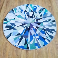 Tapis rond moderne anti-mauvais œil, fabriqué à la machine, bleu, motif œil grec Nazar, tapis de sol doux et moelleux, cadeau de protection