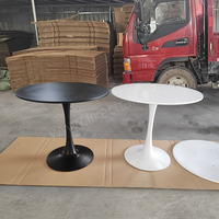 Table à manger ronde multi-usages en MDF noir ou blanc pour la maison, le bureau ou l'hôtel