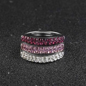Retro Light Luxury Colorful <b>Rings</b> for Women Three-Row Micro-Inlaid Zircon Open <b>Ring</b> Korean Version Wedding Jewelry - Product Image 2