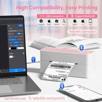 Venta al por Mayor de Impresora de Etiquetas de Envío de Códigos de Barras Térmica en Blanco y Negro PM241-BT 4x6 con USB, 203dpi, 150mm/s