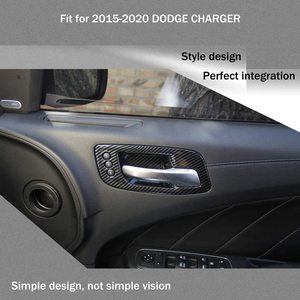 Ensemble de garnitures de poignées de porte Dodge Charger en fibre de carbone ABS 2011-2021 pour l'intérieur - Product Image 2