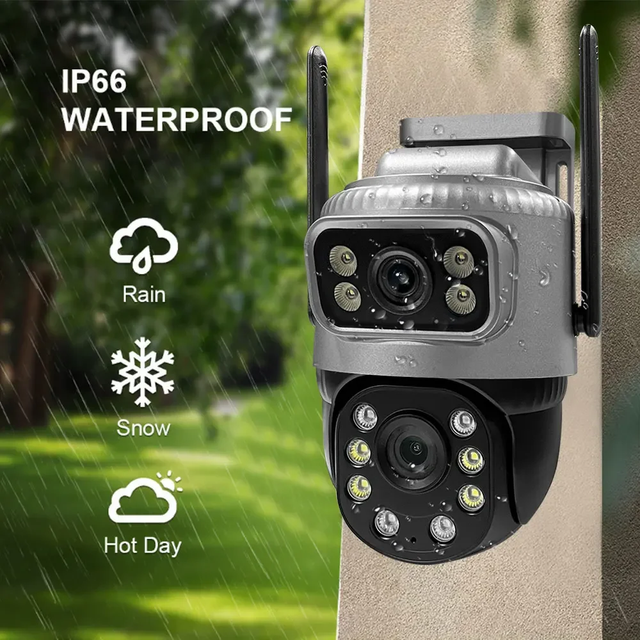 Outdoor WiFi IP Camera 4MP 1080P Dual Lens External Wireless PTZ Security Camera Auto Tracking Street Security Camera V380 Pro