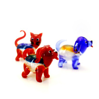Figurine décorative personnalisée de Murano en verre soufflé à la main feuille d'argent colorée artisanale ours chien chat éléphant Figurine statut vente en gros