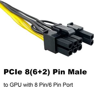 Amangny PCI Express uzatma kablosu 6 Pin erkek 8 Pin (6 + 2) erkek PCIe adaptörü güç kablosu elektronik uygulamalar için - Product Image 3