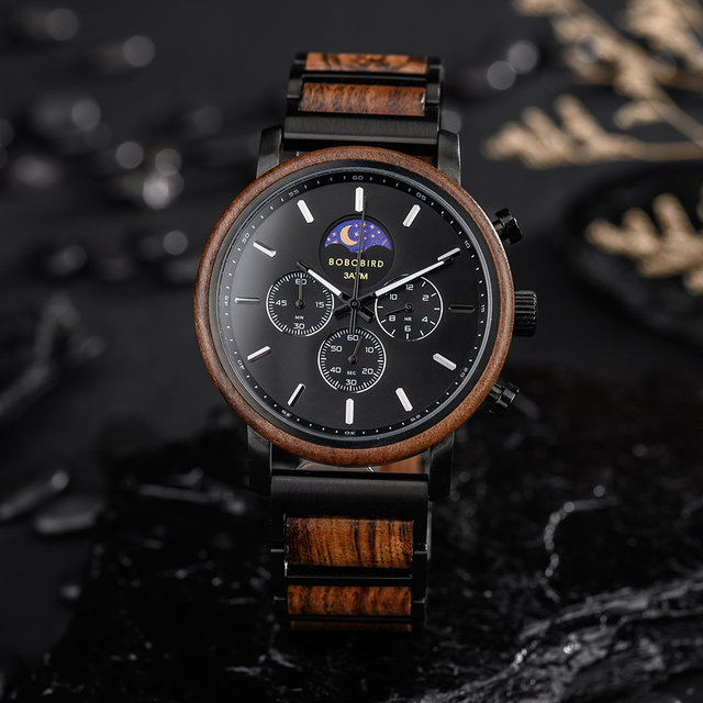 Hot Sales High Grade Custom Chronograph Fast Delivery Japan Movement Water Resistant Oem Recycled Wood Watch Relogio Masculino