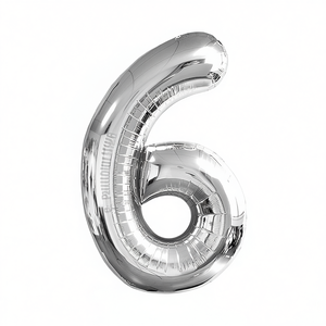 Party Love Silver Number 6 Foil Balloon 80cm <b>Birthday</b> Party <b>Decorations</b> - Product Image 3
