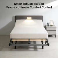 Grande Cadre de Lit Intelligent Moderne Inclinable avec Lattes en Bois et Fer, Réglable pour la Lecture/le Travail/le Sieste, Écologique et Durable pour Chambre Scolaire