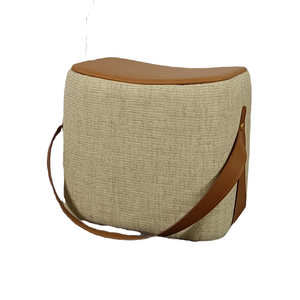 Portable en cuir adultes repose-pieds tabouret designer d'intérieur banc en tissu meubles de salon petit tabouret pouf rond - Product Image 3