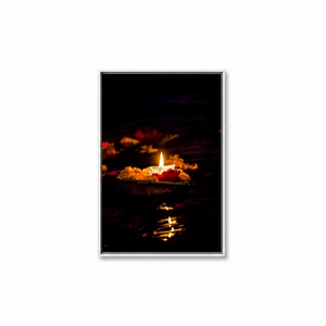 Diwali <b>Canvas</b> Art: Printed Hindu Festival Decor, Tempered Glass Print,WHITE <b>FRAMED</b> <b>CANVAS</b> - Product Image 2