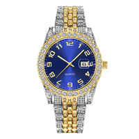 Montre Hip Hop pour homme en acier inoxydable plaqué or 18 carats, montre Hip Hop Bling entièrement sertie de diamants, montre glacée pour homme