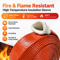 Manchon tressé en fibre de verre enduit de silicone 4-150 mm, ignifuge, résistant aux flammes, protection haute température pour tuyau hydraulique et câble