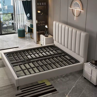 Ensemble de lit moderne pour appartement, mobilier de chambre à coucher, design simple, lit en cuir souple, lit king-size de haute qualité avec rangement à vendre