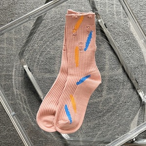 Calcetines de algodón retro para mujer, estilo rasgado, con efecto salpicado de tinta, a media pantorrilla, tipo mendigo, con doble aguja y doble capa de tejido, tendencia Hip Hop - Product Image 4