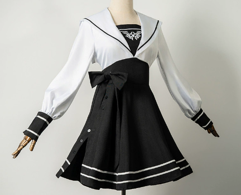 2b set completo di abbigliamento (jk gonna papillon corda calzini bianchi)