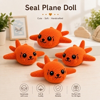 Peluche Phoque Géant en Forme d'Avion, Doux Jouet en Peluche, Poupée au Crochet, Jouets Lion de Mer, Peluches d'Aquarium, Fabriqué à la Main en Tissu de Coton