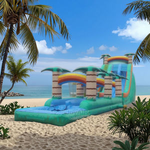 Gran oferta, <span class=keywords><strong>piscina</strong></span> inflable con tema de bosque de selva <span class=keywords><strong>Tropical</strong></span> enorme de 30 pies para niños y adultos con diseño de Castillo de 2 carriles - Product Image 1