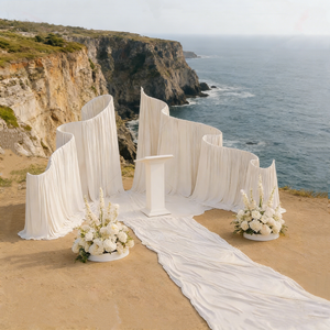 Manufacturer Direct Luxury Graceful Ivory Metal Curved Wave Arch <strong>Backdrop</strong> <strong>Stand</strong> for Nuptial Ceremonies Commencement Events - Product Image 2