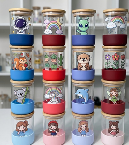 Autocollants personnalisés Kawaii pour gobelets en verre Libbey de 16 oz, impression 3D par transfert thermique UV, imperméables - Product Image 3