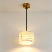 Luminaire suspendu cylindrique élégant en résine 110-220V, avec plaque de plafond en fer doré durable, pour la décoration intérieure