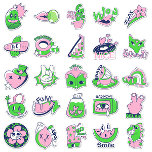 50 autocollants personnalisés originaux tendance, couleur contrastée, graffiti, dessins animés, autocollants découpés en PVC imperméables pour jouets et <span class=keywords><strong>motos</strong></span> - Product Image 4