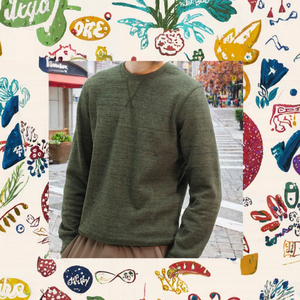Sweat-shirt personnalisé pour homme, vert olive, col rond, en molleton uni, pull-over vierge, 100 % coton, coupe classique - Product Image 3