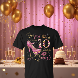 Camiseta para mujer con la frase "Stepping Into My 40Th Birthday Like A Queen", camiseta de celebración para mujeres de 40 años - Product Image 3
