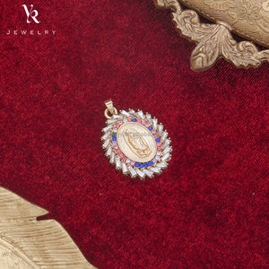 Collar Religioso Chapado en Oro de Alta Calidad FP1250, Circonita Cúbica, Estatuas de la Virgen, Joyería Católica, Collar con Colgante de la Virgen María - Product Image 2