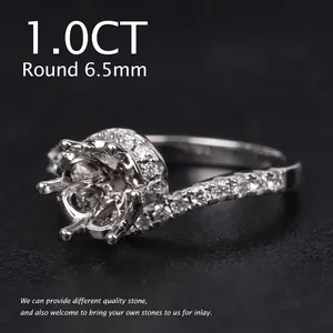 Abiding Professional Jewelry Factory 9K 10K 14K 18K Solid Gold Custom Blank Ring Base Semi Mount for 1CT Stone Setting