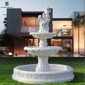 Custom <strong>Large</strong> European Style Natural White Marble Fountain Sculpture Outdoor <strong>Garden</strong> Tiered Stone <strong>Water</strong> <strong>Feature</strong> <strong>for</strong> Manor Decor - Product Image 2