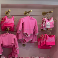 Vente en gros NOUVELLE collection néon Maillots de bain pour femmes en néon à taille haute Côtelé Color block Bretelles Col rond Maillots de bain texturés