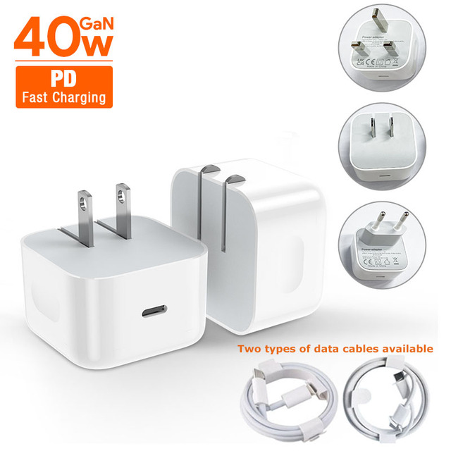 40W PD QC3.0 Foldable US Plug USB-C Fireproof Super Fast Charging Power Supply Adapter for Mobile Devices