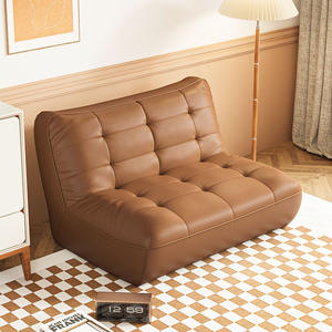 Canapé-lit en cuir minimaliste rétro moderne, 70 cm, siège unique, rembourré en mousse, meubles de salon - Product Image 1