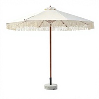 Parasol de jardin bohème avec franges, protection UV, mât en aluminium, pour bord de piscine et cour arrière