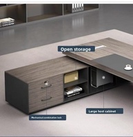 Bureau de direction en forme de L avec 3 tiroirs de rangement, bureau moderne en bois pour PDG