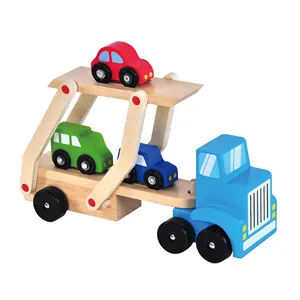 2024 hot bán mini trailer vận chuyển xe tàu sân bay xe tải bằng gỗ đồ chơi cho trẻ em