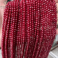 Perles en vrac de rubis de laboratoire facettées rondes de 2 mm, 3 mm, 4 mm pour la fabrication de bijoux, vente en gros