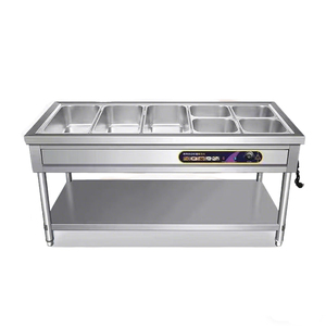 Bain-marie professionnel en acier inoxydable à 5 sections avec couvercle et robinet pour la restauration à domicile et les restaurants - Product Image 4