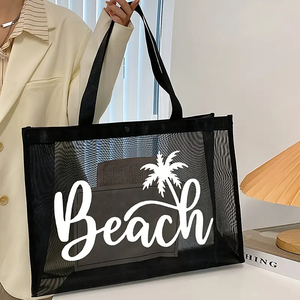 Công Suất Lớn Thoáng Khí Bãi Biển Lưới <span class=keywords><strong>Tote</strong></span> Túi Cây Dừa Thư In Có Thể Gập Lại Vai Túi Xách Cho Các Trường Học Làm Việc Hàng Tạp Hóa Du Lịch - Product Image 1