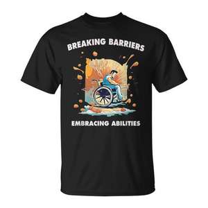 Camiseta Breaking Barriers Embracing Abilities, negra, unisex, talla para adultos S M L XL XXL - Product Image 1