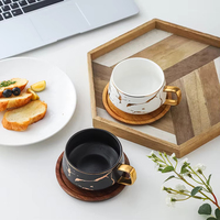 Ensemble de tasses à thé en céramique écologique, style japonais moderne, luxe, blanc, noir, vert, marbre, mug de mariage
