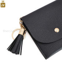 Porte-cartes de crédit en similicuir simple Pochette portefeuille à glands fantaisie Étui de transport portable pour cartes et pièces de monnaie
