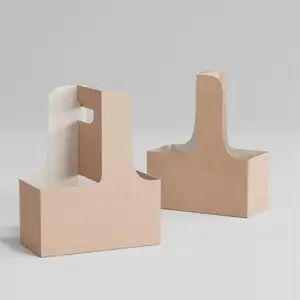 Eco Customized Take Away Hot <strong>Drink</strong> Coffee Tea Cup <strong>Holder</strong> With Handle Kraft Paper Cup <strong>Holder</strong> Disposable - Product Image 1