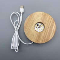 Meistverkaufter Trendiger Neuer 6-10cm USB Leuchtender 3D Holzständer Warme Nacht Kristallkugel LED-Lichtbasis Holzhandwerk