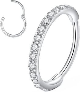 <span class=keywords><strong>Piercing</strong></span> de Acero Inoxidable 316L con Zirconia para Nariz y Oreja, Anillo de Nariz y Pendientes de Cartílago, Joyería de Moda Unisex - Product Image 6