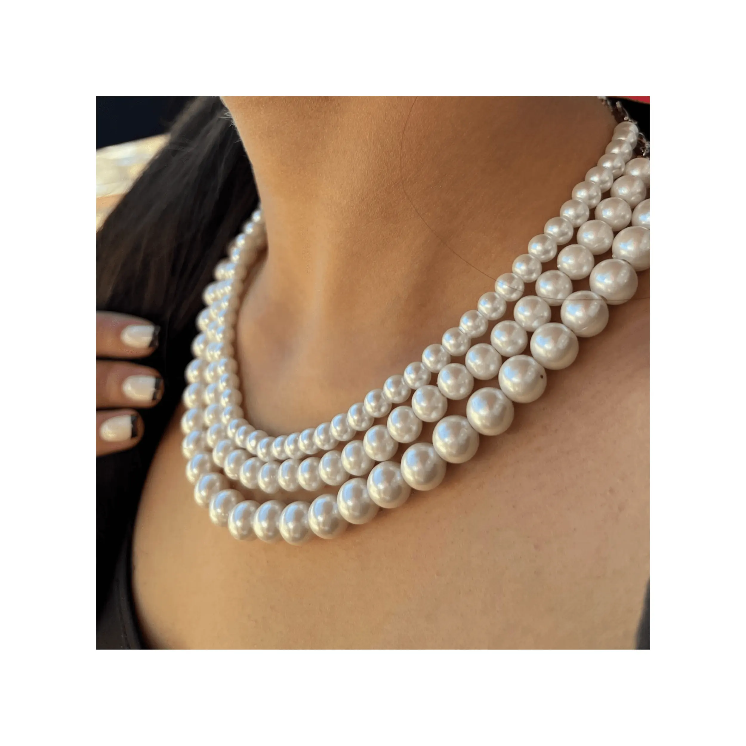Mode Großhandel Imitation Perlen Süßwasser Perlenkette 6-12mm Hot Selling Perlenkette Set Schmuck für Frauen